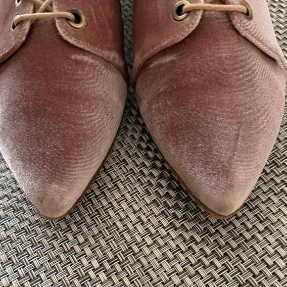 Stuart Weitzman Cello Velvet Lace Up Pointed Toe Oxford Flat Soft Petal Pink 9 - Picture 7 of 7